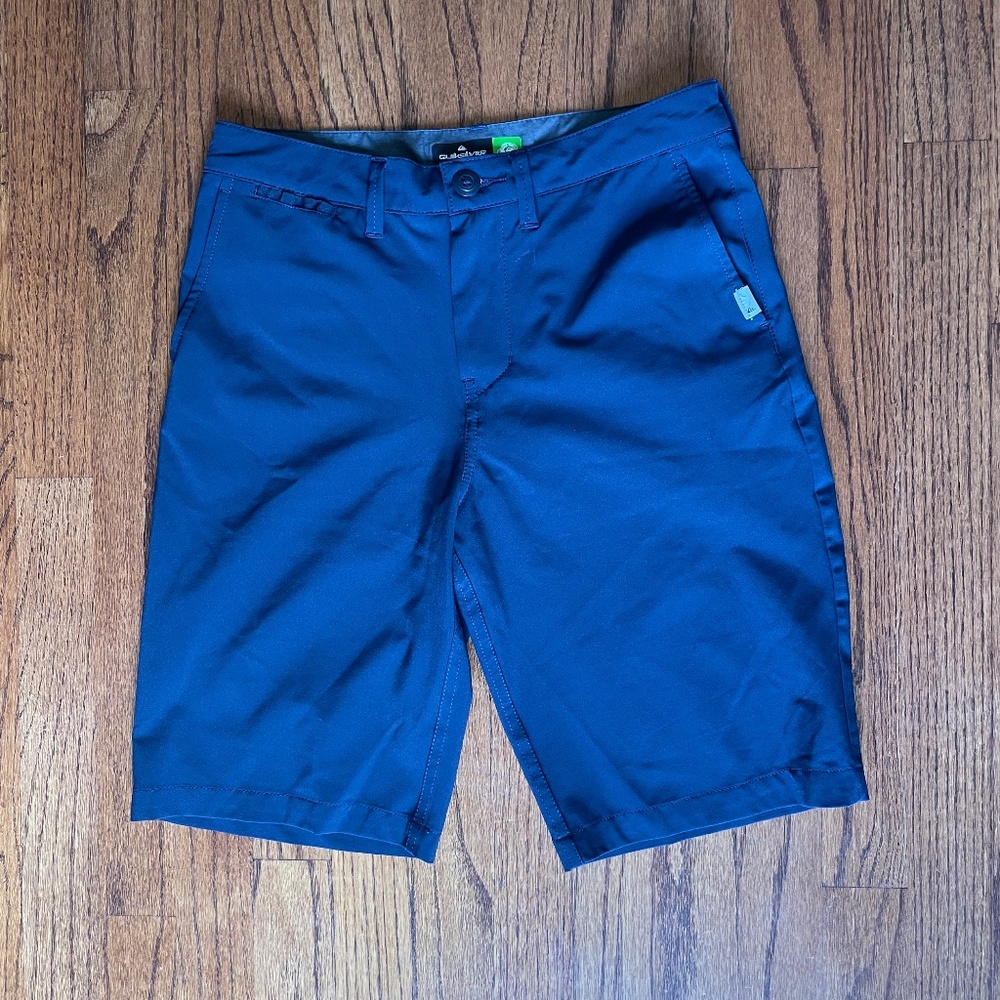 Boys Quick Silver Flat Front Shorts Stretch Hybrid Chino Navy Size 27